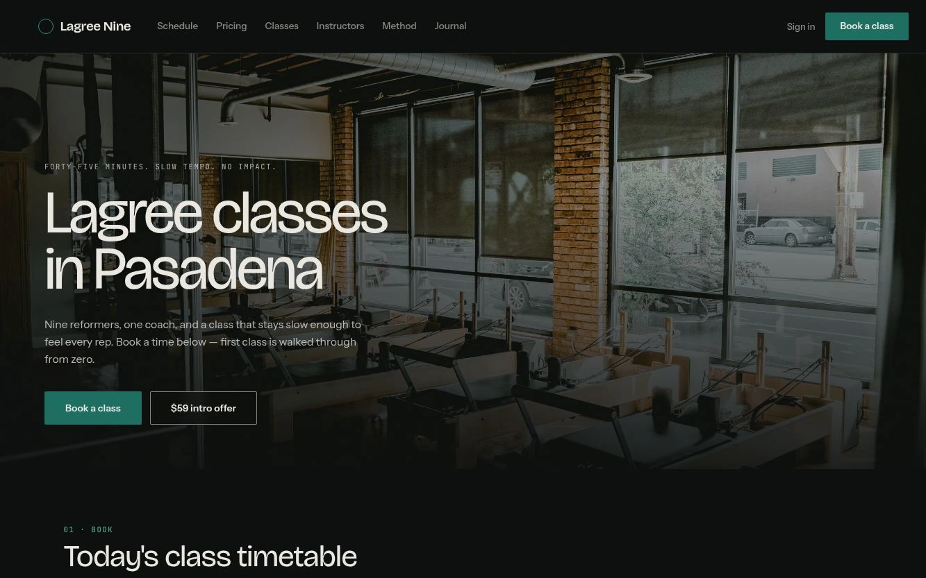 Modern studio website on desktop